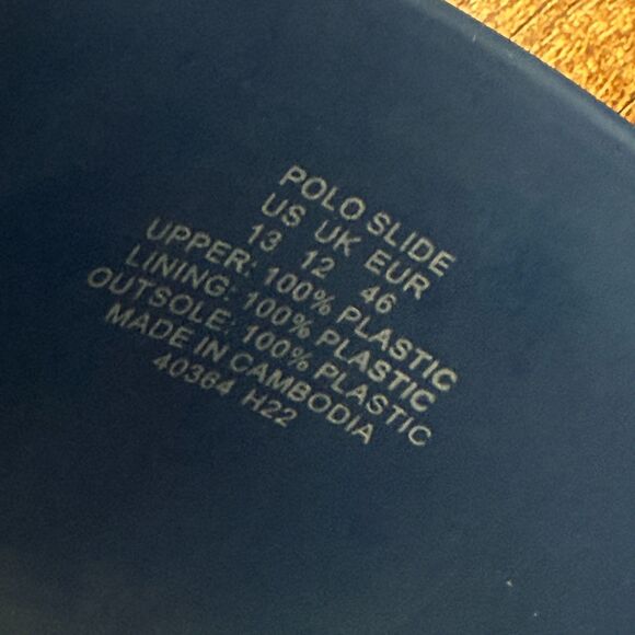 NWOT POLO Ralph Lauren Men's Slides Size 13 Blue Spell out Beach Sandals - Picture 7 of 7